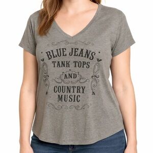 V-Neck Short Sleeve Graphic T-Shirt, XL